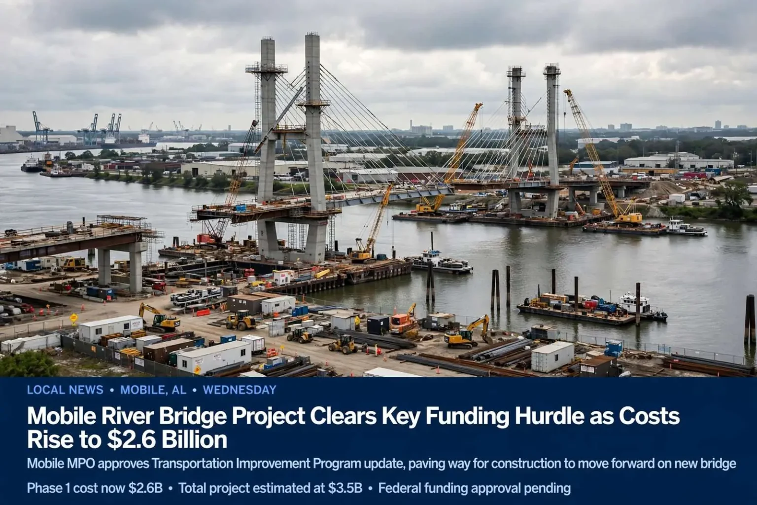 Illustration for the news story: Mobile River Bridge Project Clears Key Funding Hurdle as Costs Rise to $2.6 Billion