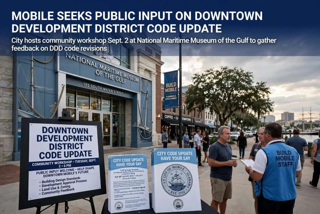 Illustration for the news story: Mobile Seeks Public Input on Downtown Development District Code Update