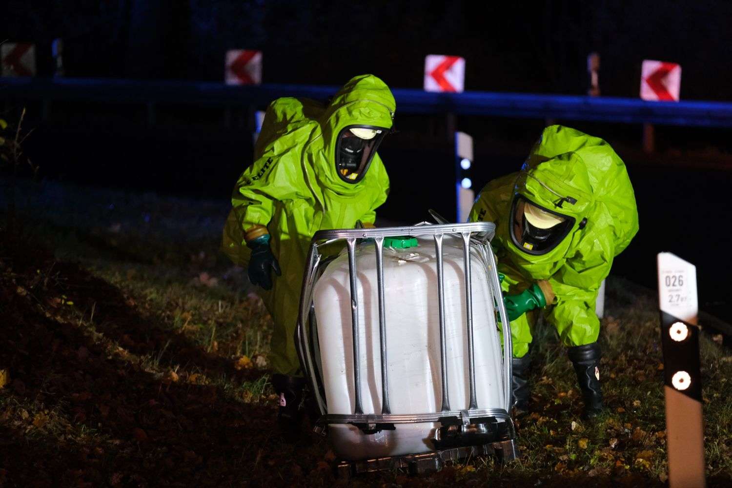 Hazmat responders at a chemical spill scene in Mobile, Alabama