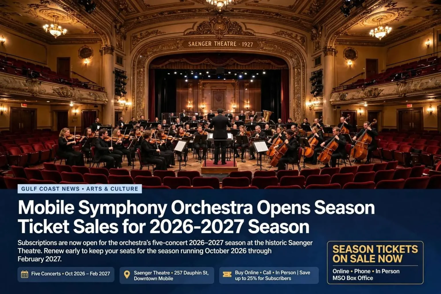 Illustration for the news story: Mobile Symphony Orchestra Opens Season Ticket Sales for 2026-2027 Season