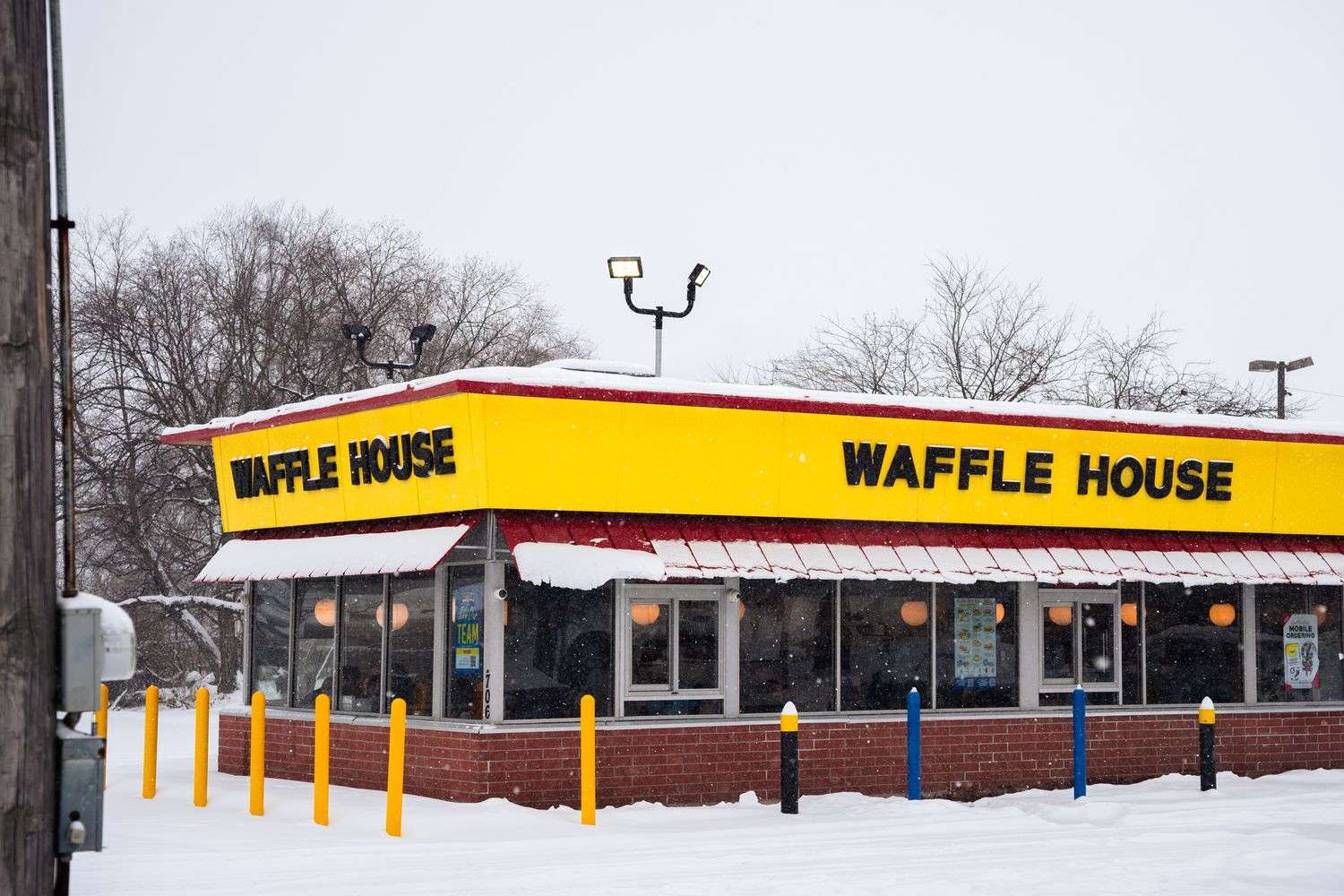 Exterior of a roadside diner restaurant in the morning