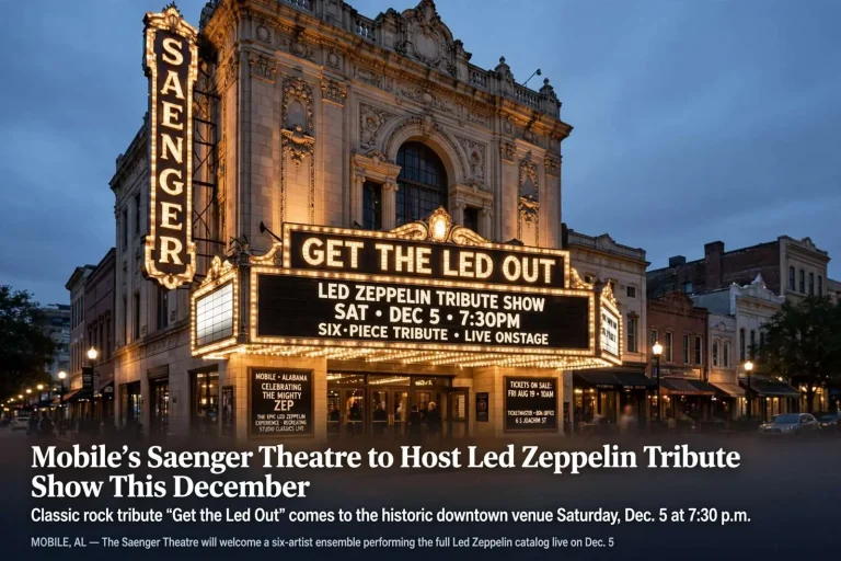 Illustration for the news story: Mobile’s Saenger Theatre to Host Led Zeppelin Tribute Show This December