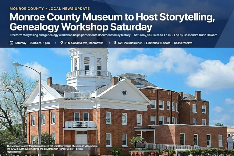 Illustration for the news story: Monroe County Museum to Host Storytelling, Genealogy Workshop Saturday