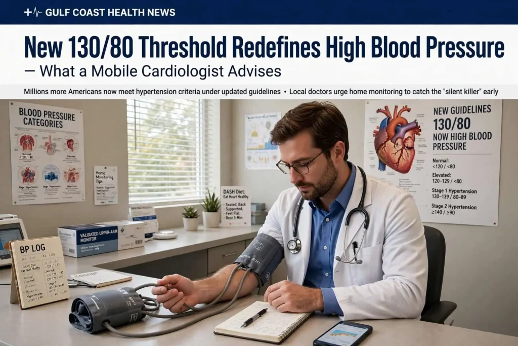 Illustration for the news story: New 130/80 Threshold Redefines High Blood Pressure — What a Mobile Cardiologist Advises