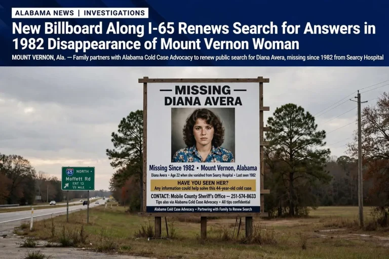Illustration for the news story: New Billboard Along I-65 Renews Search for Answers in 1982 Disappearance of Mount Vernon Woman