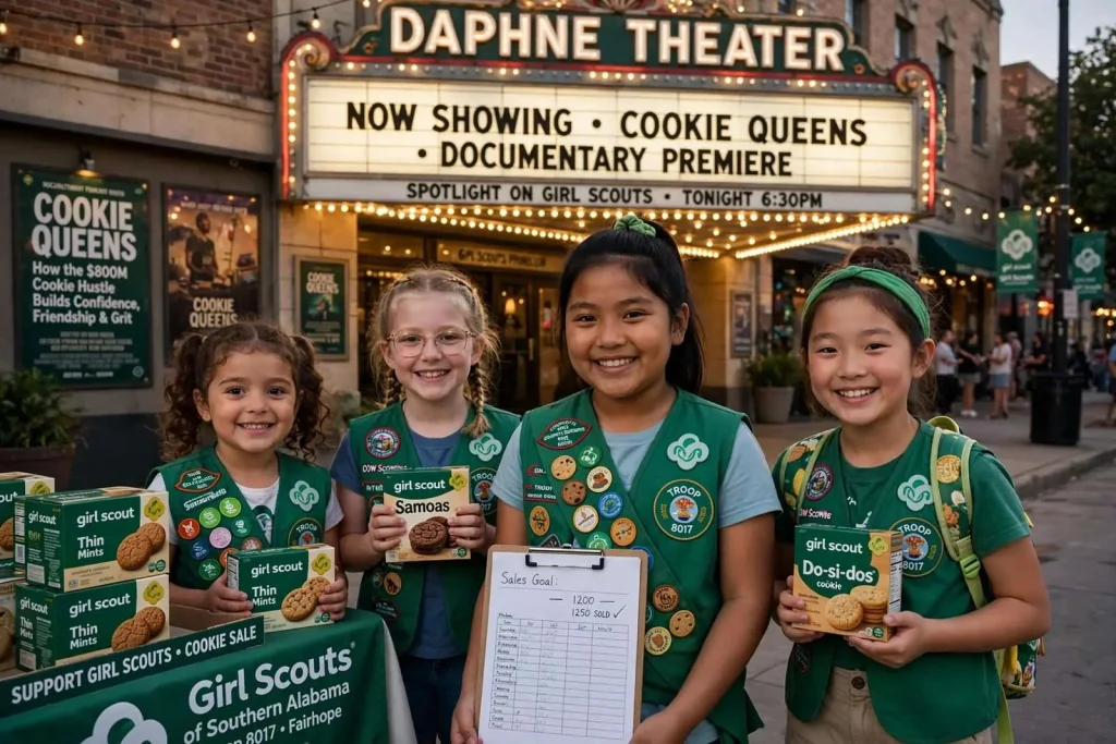 Illustration for the news story: New Documentary ‘Cookie Queens’ Puts Spotlight on Local Girl Scouts and Their Cookie-Selling Hustle