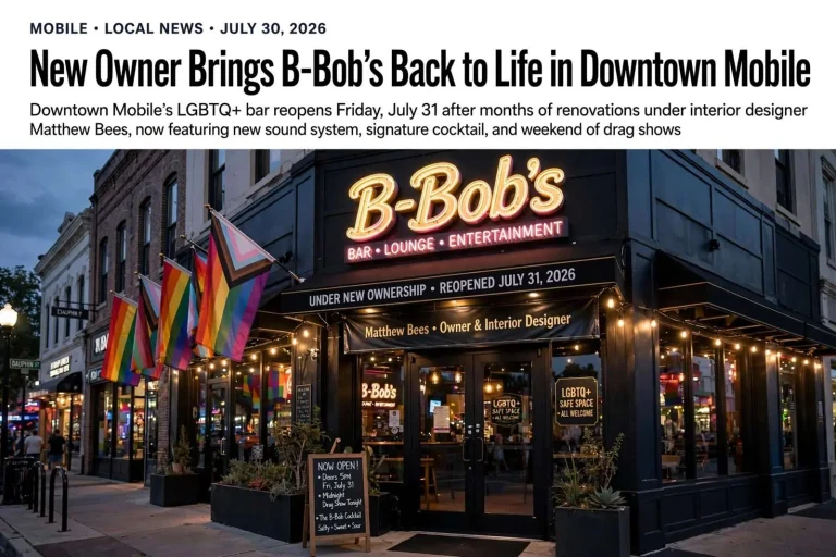 Illustration for the news story: New Owner Brings B-Bob’s Back to Life in Downtown Mobile
