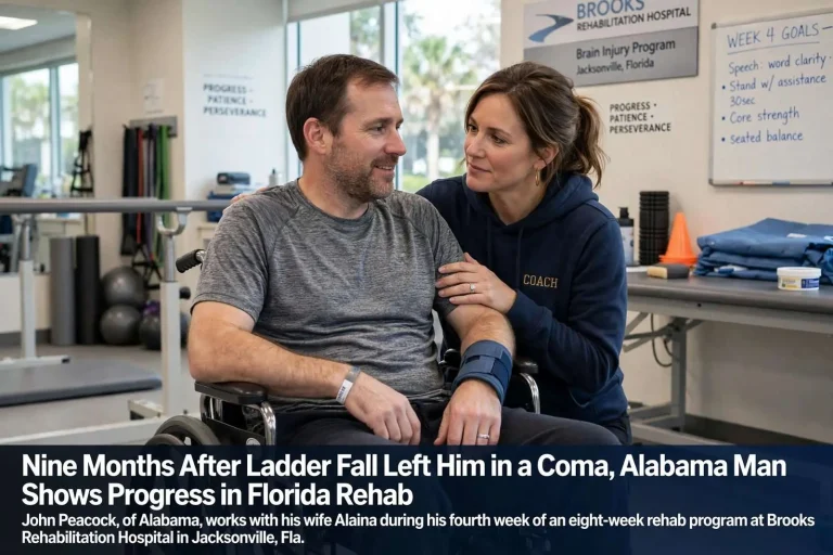 Illustration for the news story: Nine Months After Ladder Fall Left Him in a Coma, Alabama Man Shows Progress in Florida Rehab