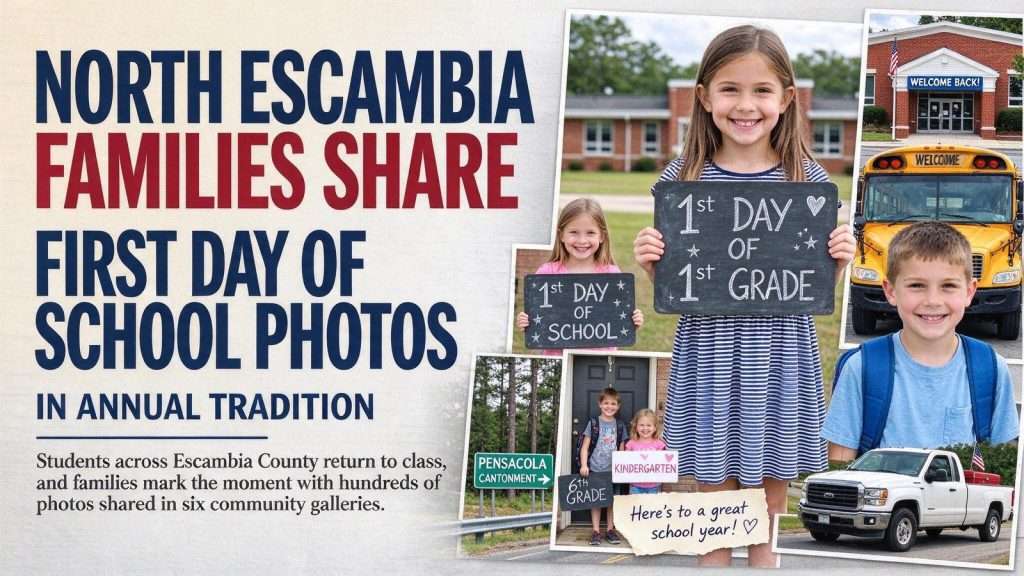 Illustration for the news story: North Escambia Families Share First Day of School Photos in Annual Tradition