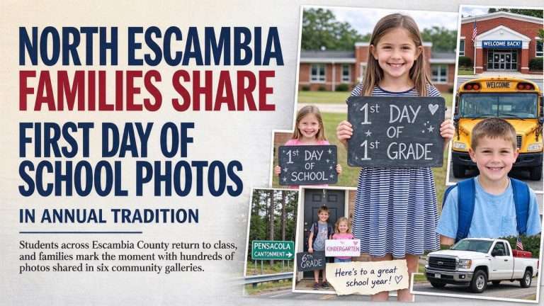 Illustration for the news story: North Escambia Families Share First Day of School Photos in Annual Tradition