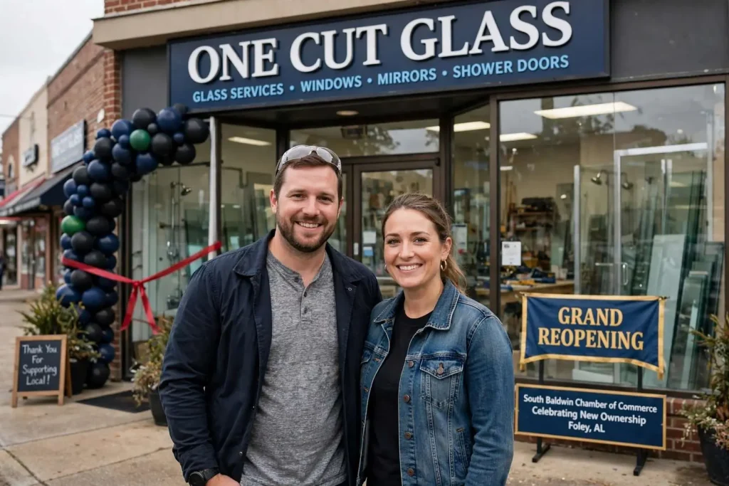 Illustration for the news story: One Cut Glass in Foley Reopens Under New Owners Chance and Shelby Mancuso