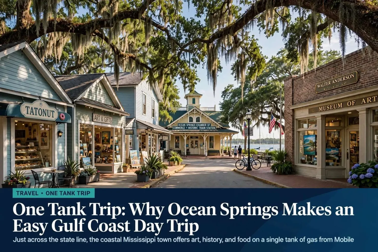 Illustration for the news story: One Tank Trip: Why Ocean Springs Makes an Easy Gulf Coast Day Trip