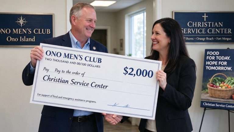 Illustration for the news story: Ono Men’s Club Presents $2,000 Donation to Christian Service Center