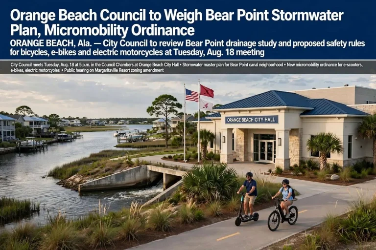 Illustration for the news story: Orange Beach Council to Weigh Bear Point Stormwater Plan, Micromobility Ordinance