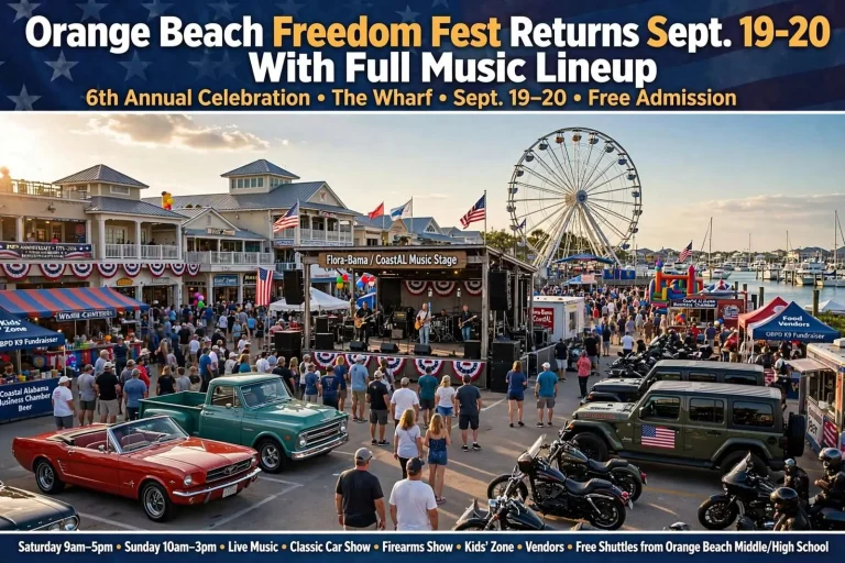 Illustration for the news story: Orange Beach Freedom Fest Returns Sept. 19-20 With Full Music Lineup