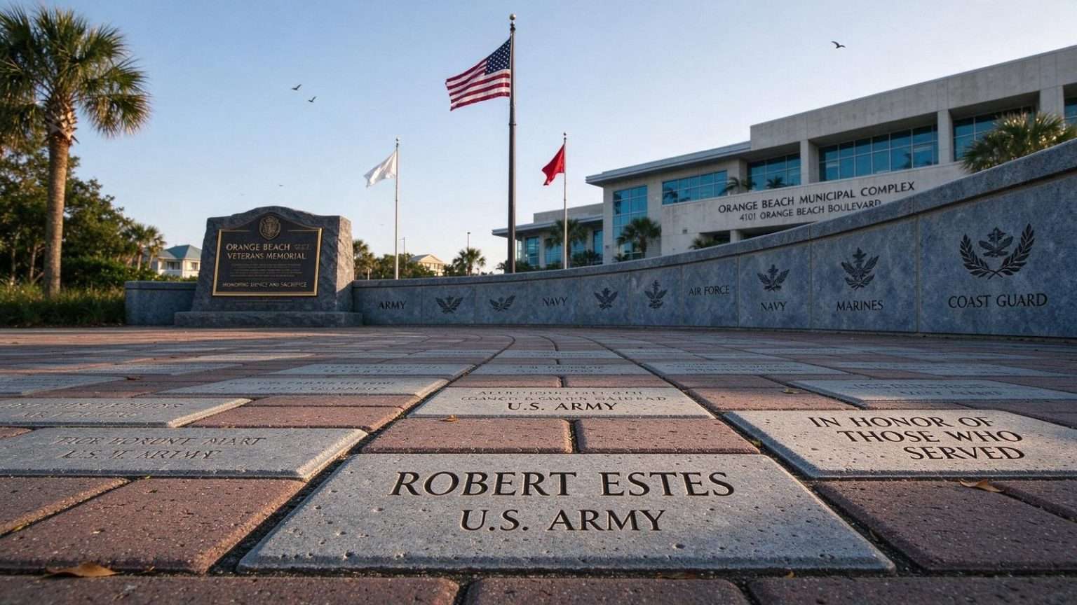 Illustration for the news story: Orange Beach Places Second Round of Engraved Bricks Honoring Veterans, First Responders