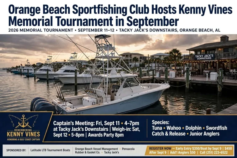 Illustration for the news story: Orange Beach Sportfishing Club Hosts Kenny Vines Memorial Tournament in September