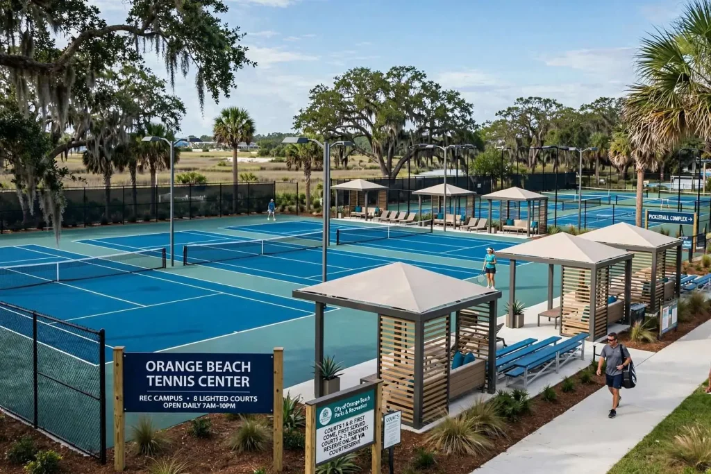 Illustration for the news story: Orange Beach Tennis Center Gets Resurfaced Courts, New Cabanas