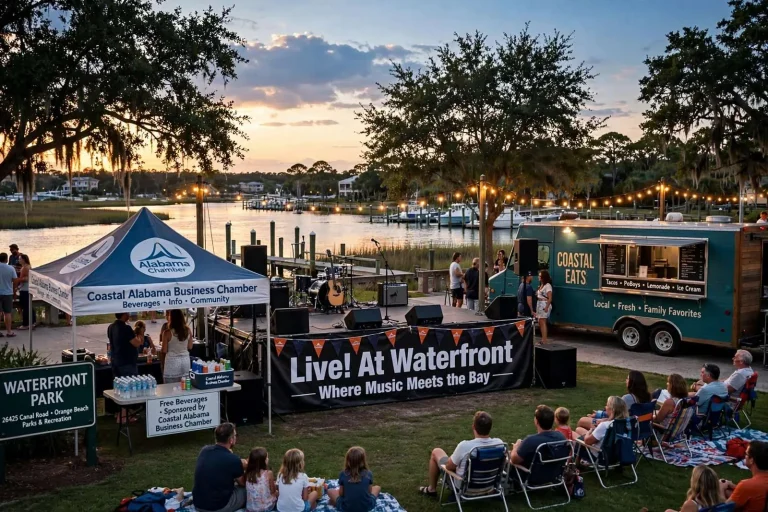 Illustration for the news story: Orange Beach’s Free ‘Live! At Waterfront’ Concert Series Set to Return in 2027