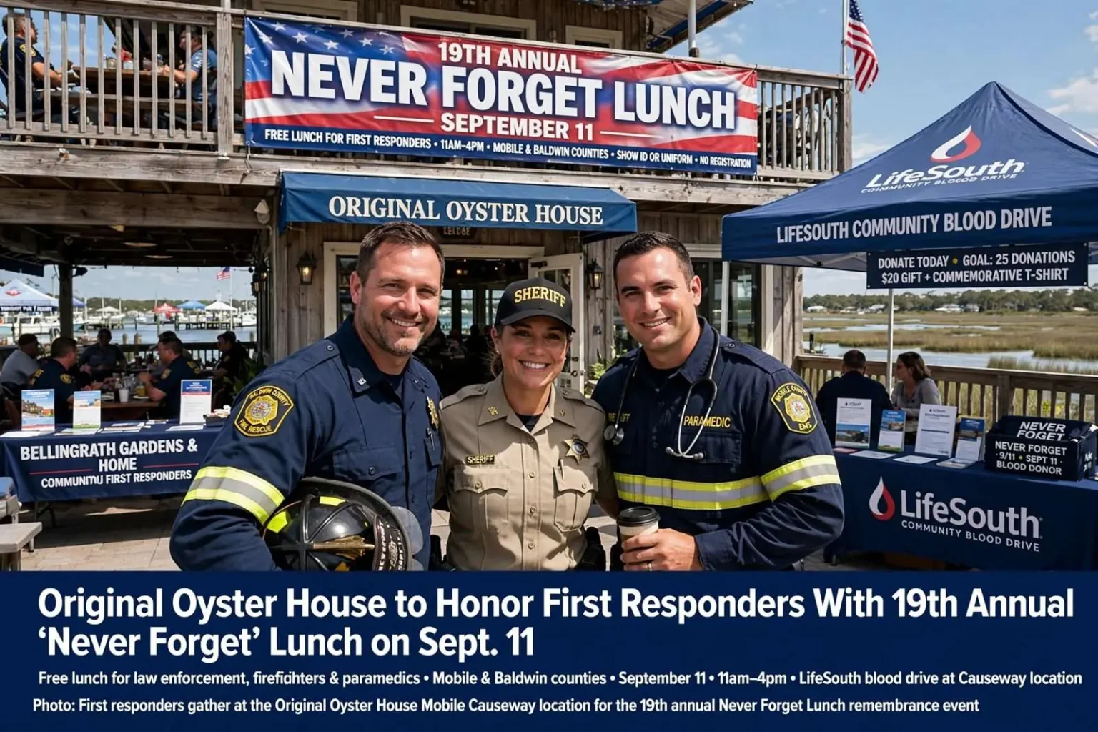 Illustration for the news story: Original Oyster House to Honor First Responders With 19th Annual ‘Never Forget’ Lunch on Sept. 11