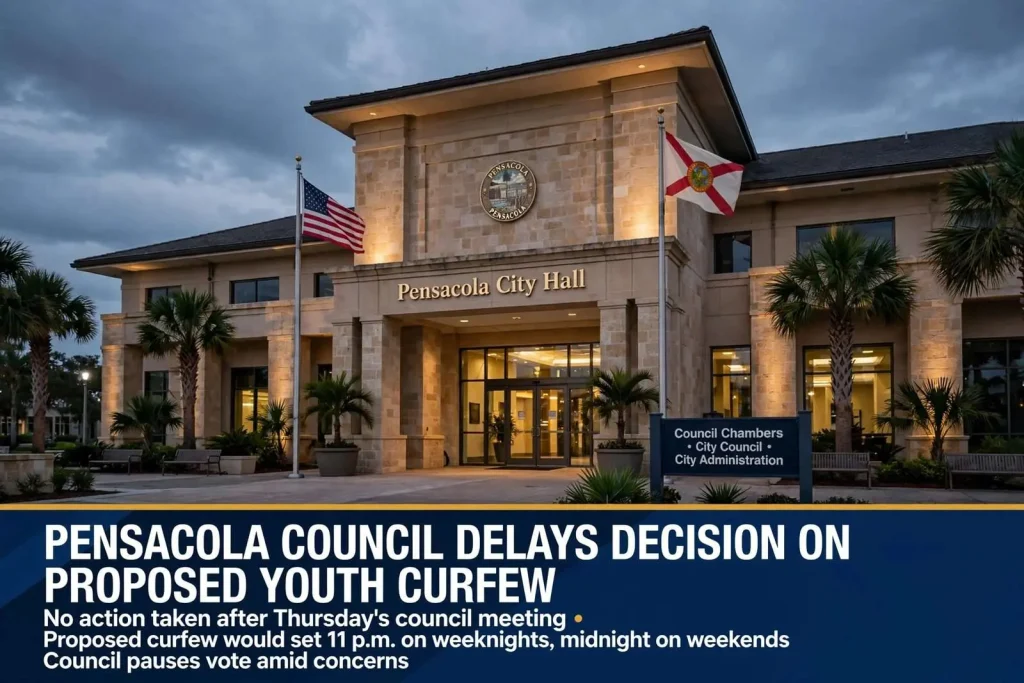 Illustration for the news story: Pensacola Council Delays Decision on Proposed Youth Curfew