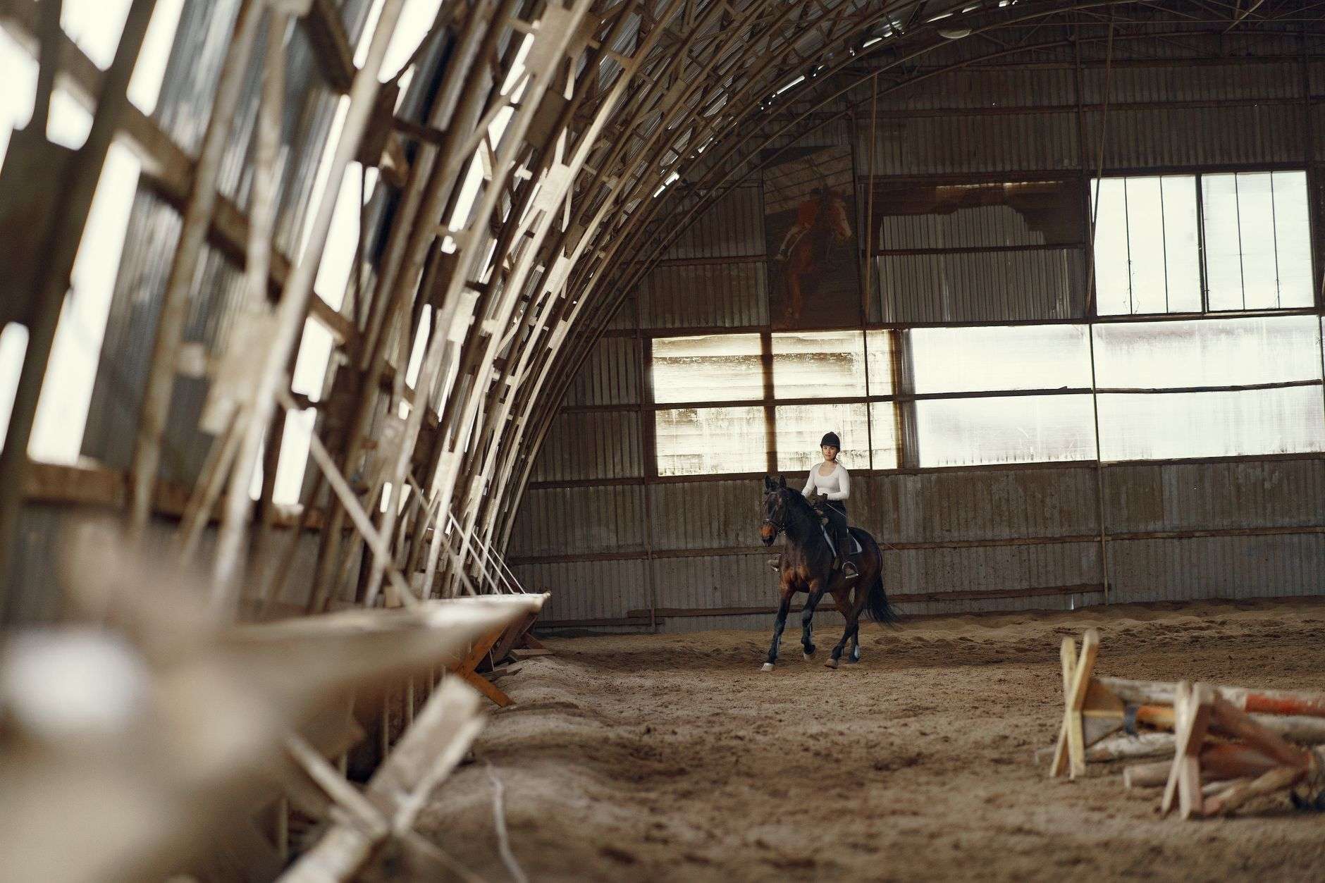Outdoor horse riding arena