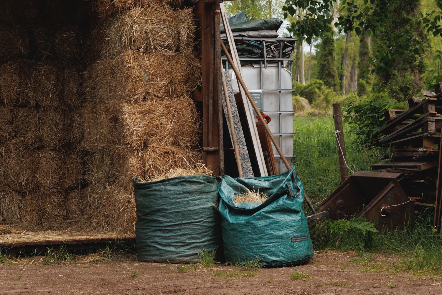 Sacks of feed and farm supplies at a family-run feed store in Mobile