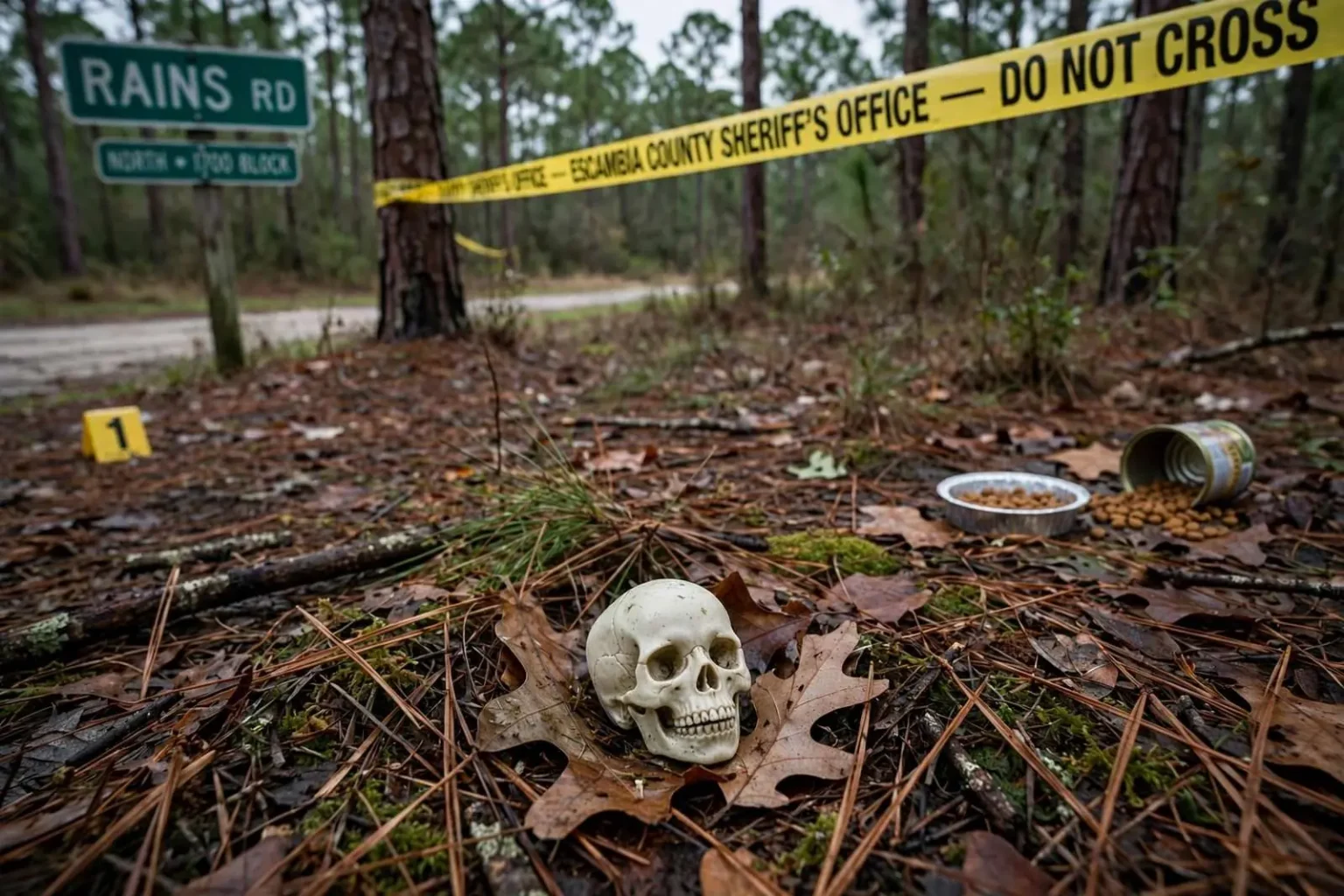 Illustration for the news story: Possible Infant Skull Found In Wooded Area Near Byrneville Prompts Investigation — But It Was A ‘Realistic Fake’