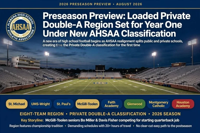 Illustration for the news story: Preseason Preview: Loaded Private Double-A Region Set for Year One Under New AHSAA Classification