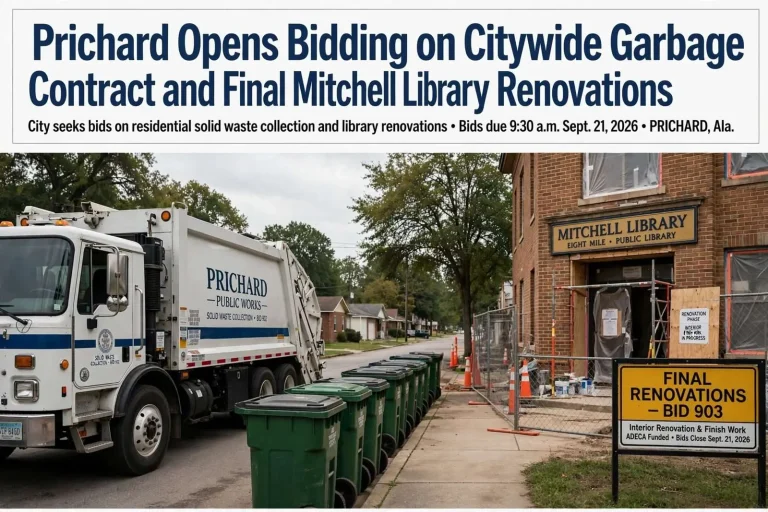 Illustration for the news story: Prichard Opens Bidding on Citywide Garbage Contract and Final Mitchell Library Renovations