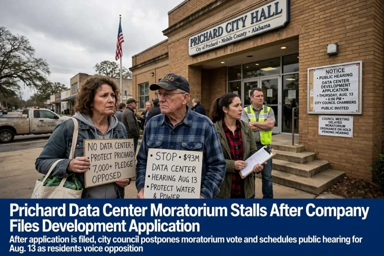 Illustration for the news story: Prichard Data Center Moratorium Stalls After Company Files Development Application