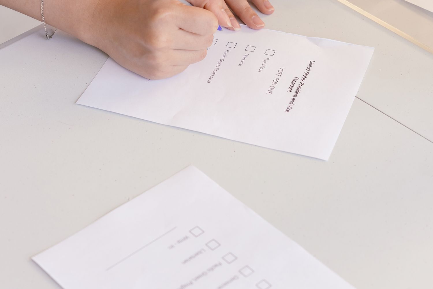 Ballot being cast in a local election