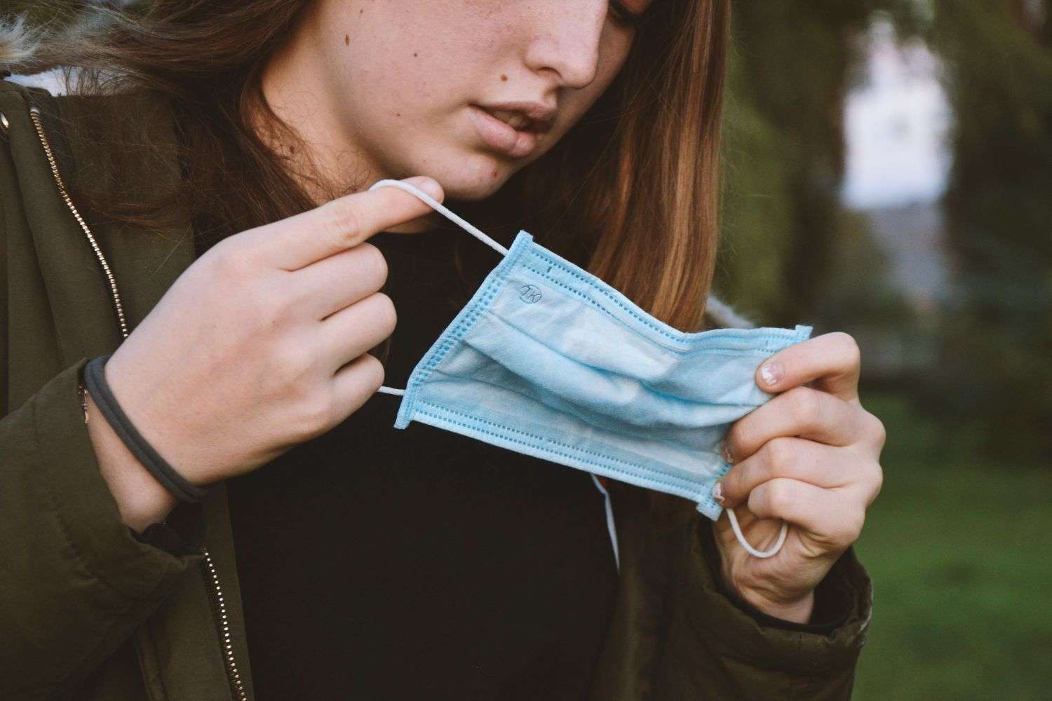 Person wearing a face covering