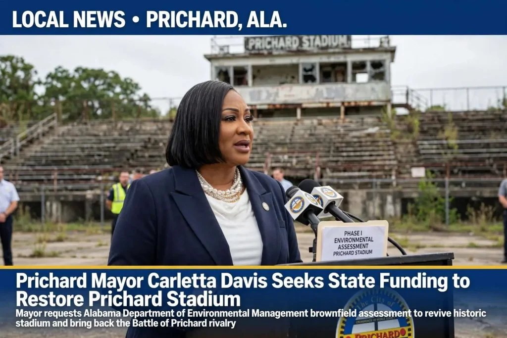 Illustration for the news story: Prichard Mayor Carletta Davis Seeks State Funding to Restore Prichard Stadium