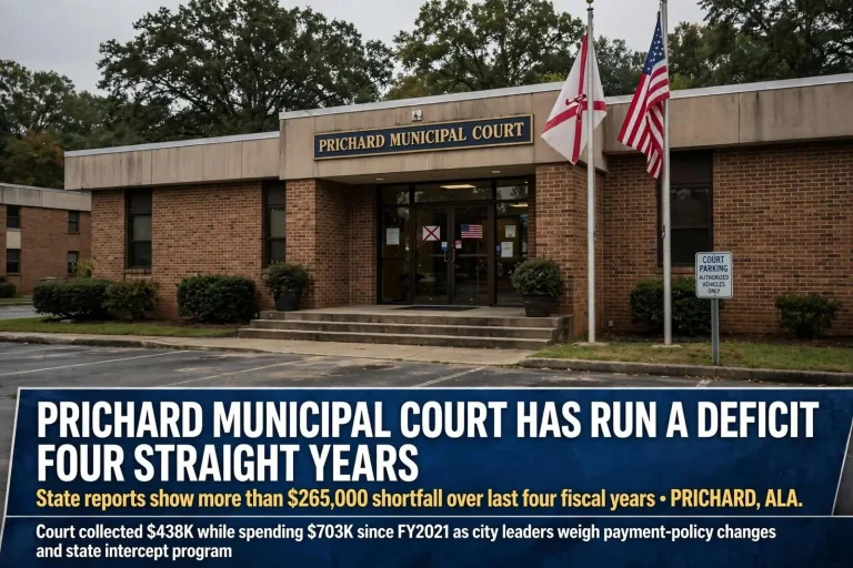 Illustration for the news story: Prichard Municipal Court Has Run a Deficit Four Straight Years, State Reports Show