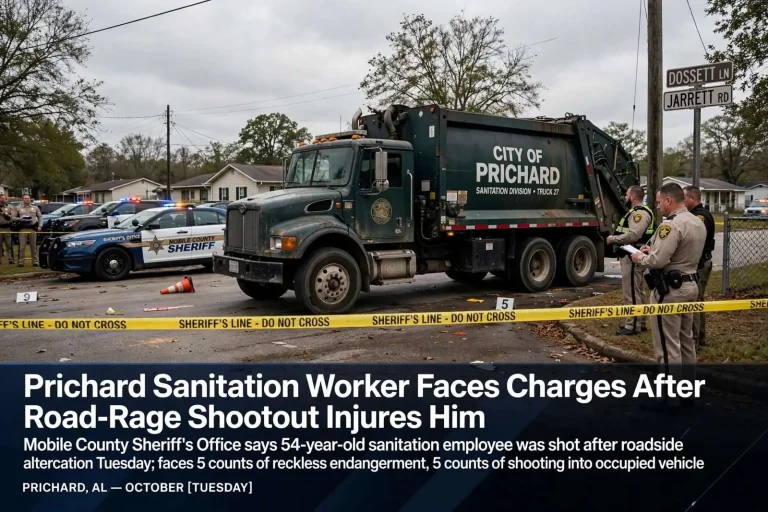 Illustration for the news story: Prichard Sanitation Worker Faces Charges After Road-Rage Shootout Injures Him