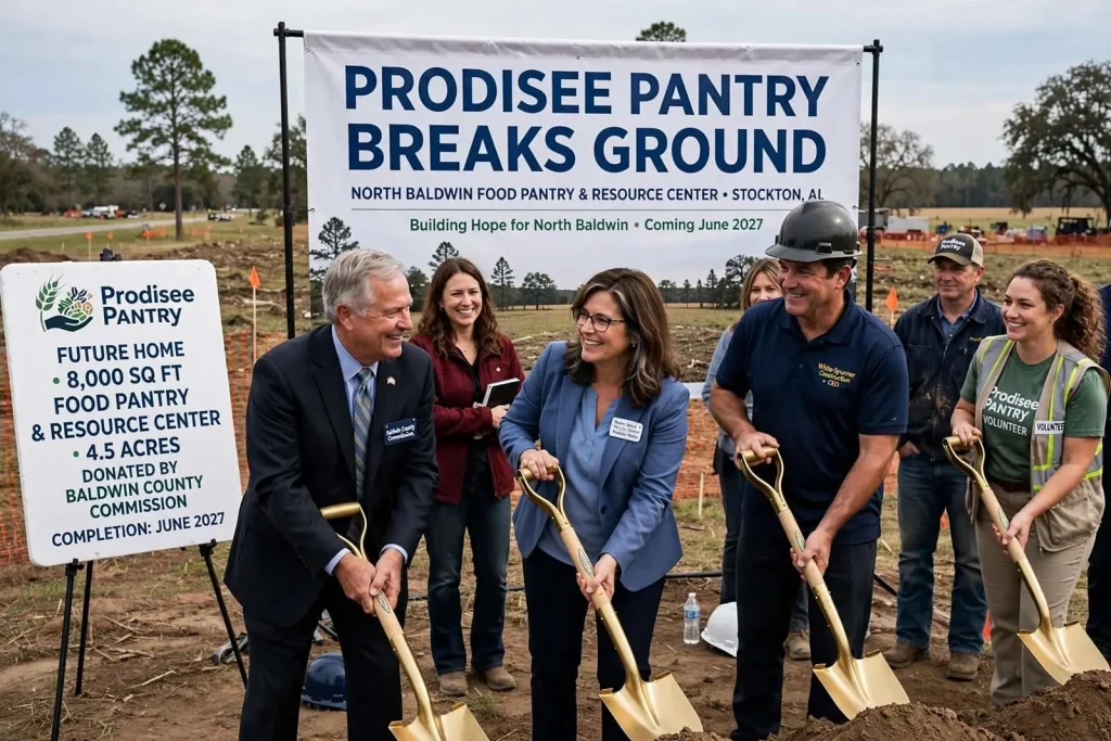 Illustration for the news story: Prodisee Pantry Breaks Ground on North Baldwin Food Pantry in Stockton