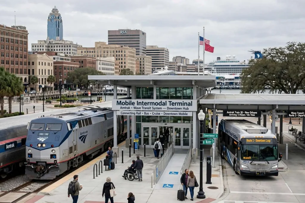 Illustration for the news story: Push Underway to Open Downtown Mobile Transit and Amtrak Terminal