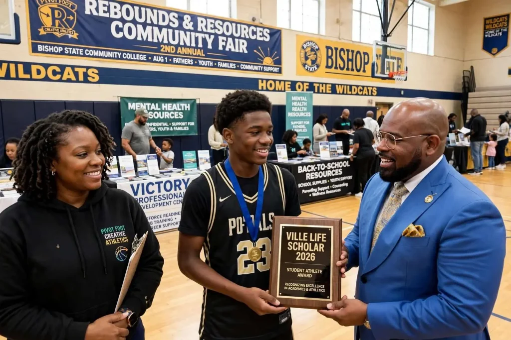 Illustration for the news story: Rebounds and Resources Fair Pairs Basketball With Community Support at Bishop State