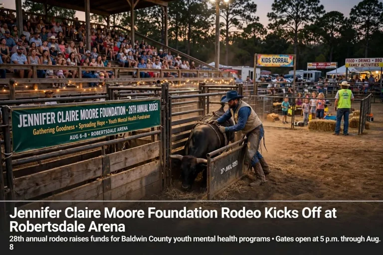 Illustration for the news story: Jennifer Claire Moore Foundation Rodeo Kicks Off at Robertsdale Arena