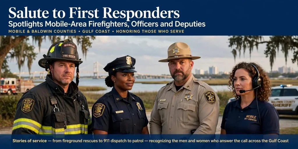 Illustration for the news story: Salute to First Responders Spotlights Mobile-Area Firefighters, Officers and Deputies