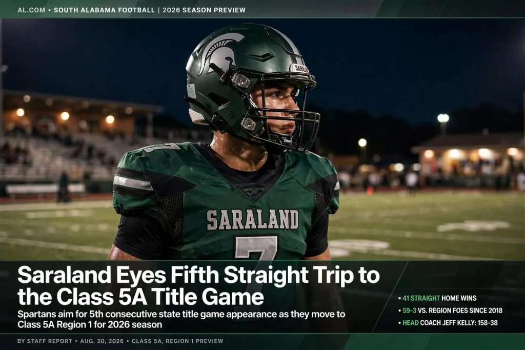 Illustration for the news story: Saraland Eyes Fifth Straight Trip to the Class 5A Title Game