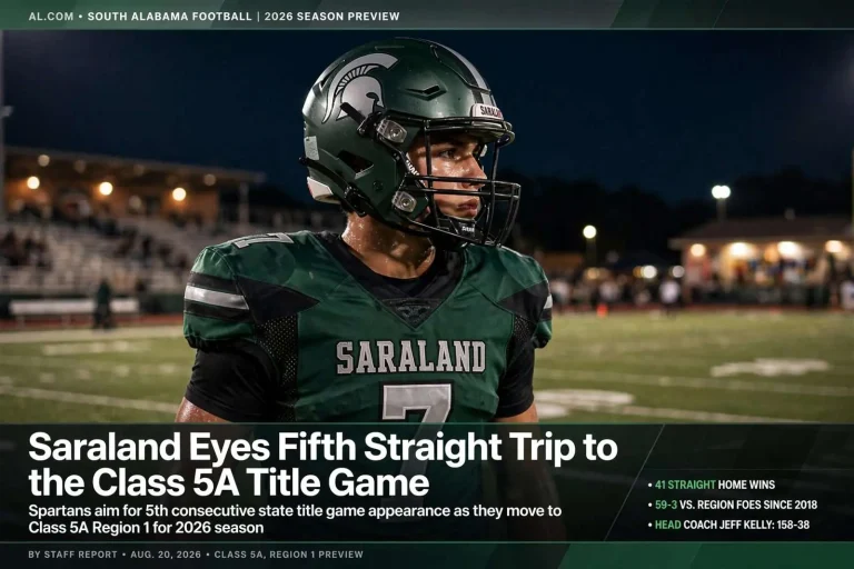 Illustration for the news story: Saraland Eyes Fifth Straight Trip to the Class 5A Title Game