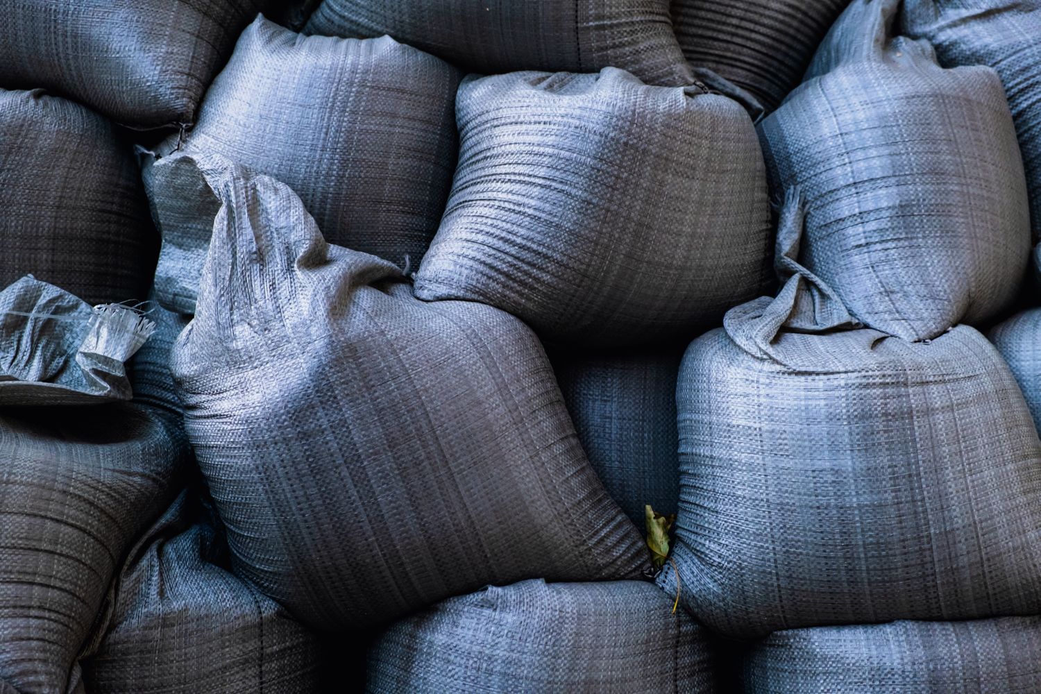 Stacked sandbags for flood protection