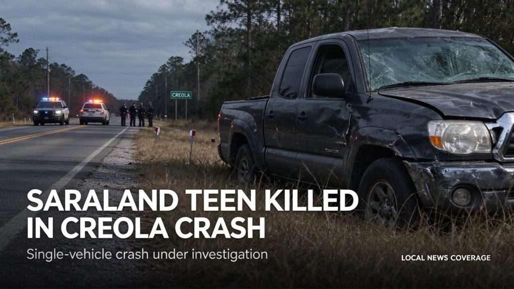 Illustration for the news story: Saraland Teen Killed in Single-Vehicle Crash in Creola