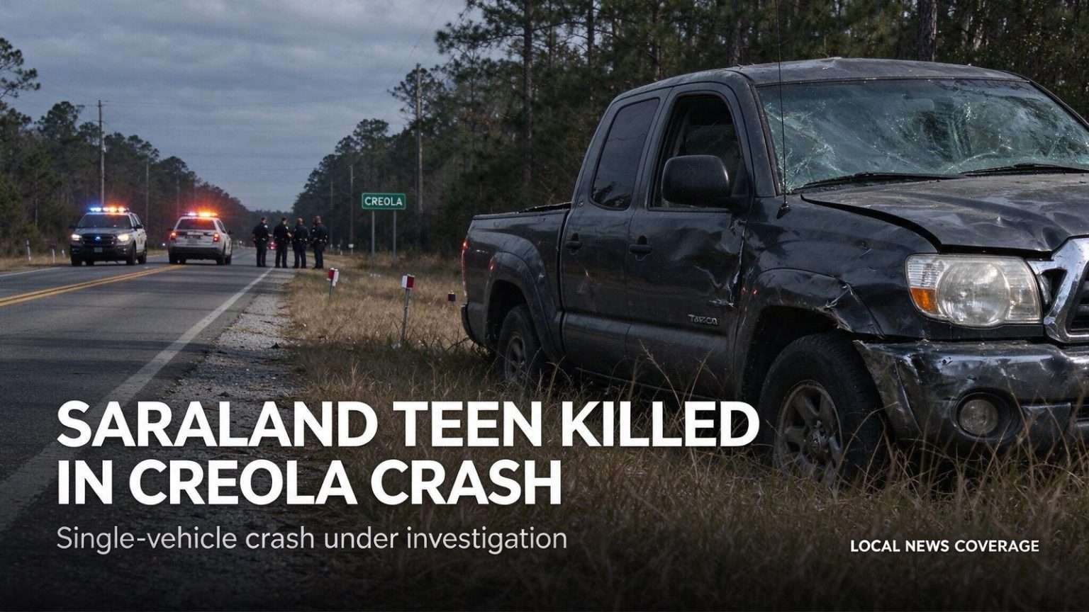 Illustration for the news story: Saraland Teen Killed in Single-Vehicle Crash in Creola