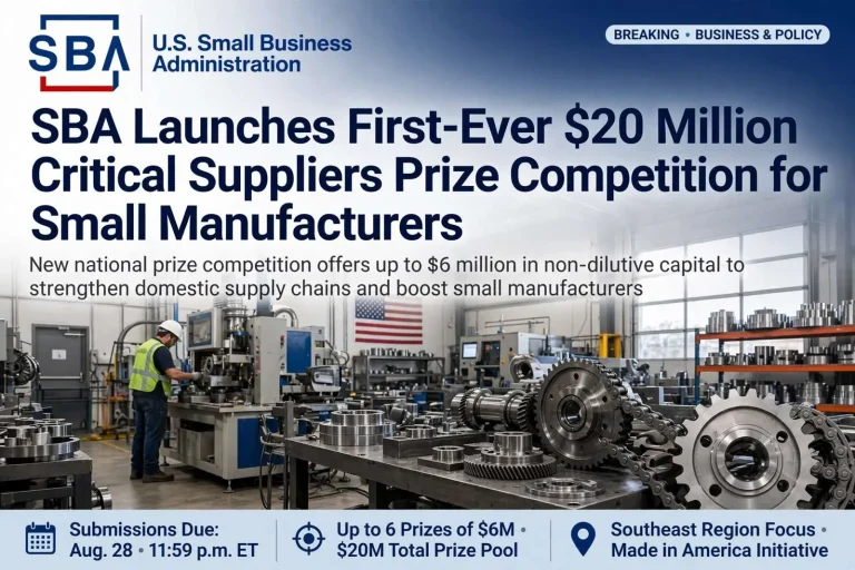 Illustration for the news story: SBA Launches First-Ever $20 Million Critical Suppliers Prize Competition for Small Manufacturers