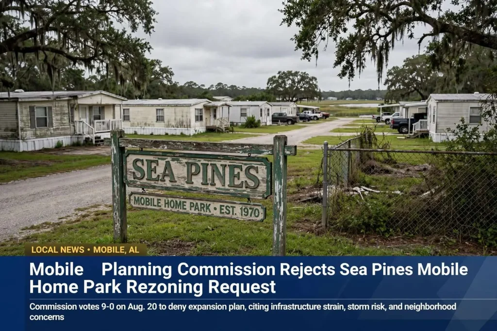 Illustration for the news story: Mobile Planning Commission Rejects Sea Pines Mobile Home Park Rezoning Request