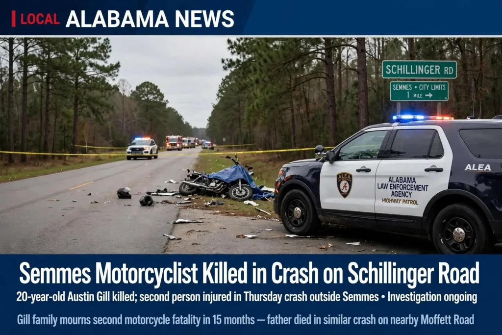 Illustration for the news story: Semmes Motorcyclist Killed in Crash on Schillinger Road