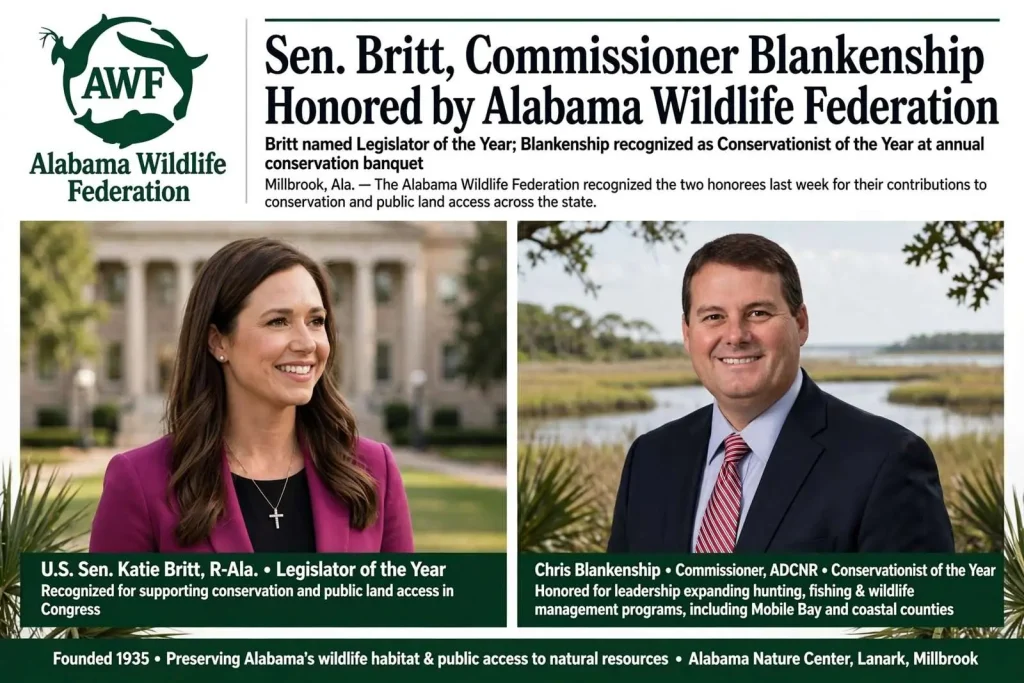 Illustration for the news story: Sen. Britt, Commissioner Blankenship Honored by Alabama Wildlife Federation